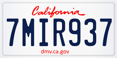 CA license plate 7MIR937