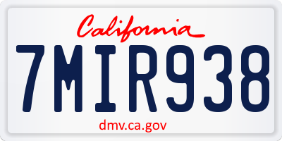 CA license plate 7MIR938