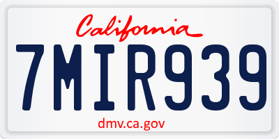 CA license plate 7MIR939