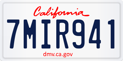 CA license plate 7MIR941