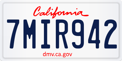 CA license plate 7MIR942