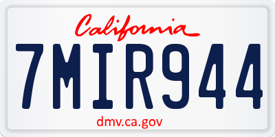 CA license plate 7MIR944