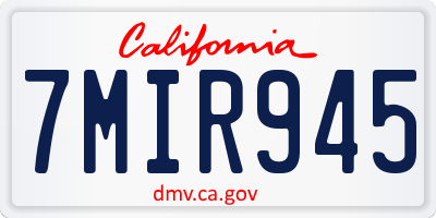 CA license plate 7MIR945
