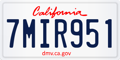 CA license plate 7MIR951