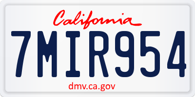 CA license plate 7MIR954