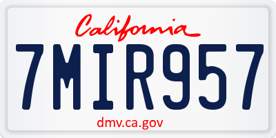 CA license plate 7MIR957