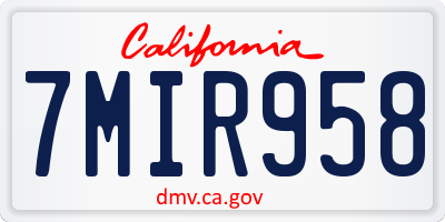CA license plate 7MIR958