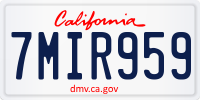 CA license plate 7MIR959
