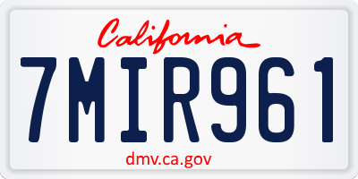 CA license plate 7MIR961
