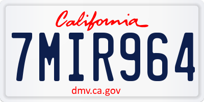 CA license plate 7MIR964
