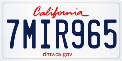 CA license plate 7MIR965