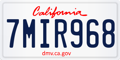 CA license plate 7MIR968