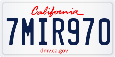 CA license plate 7MIR970