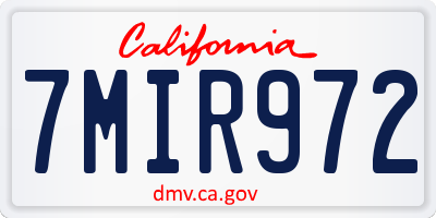 CA license plate 7MIR972