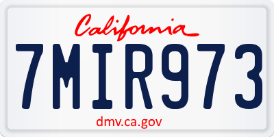 CA license plate 7MIR973