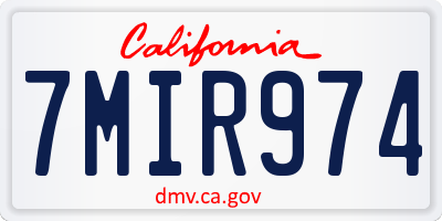 CA license plate 7MIR974