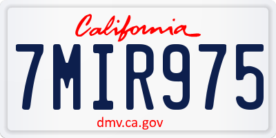 CA license plate 7MIR975