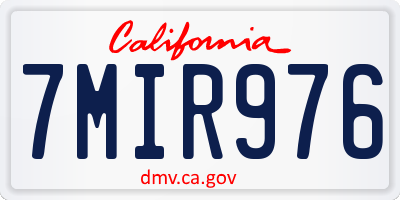 CA license plate 7MIR976