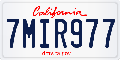 CA license plate 7MIR977