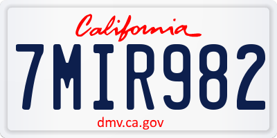 CA license plate 7MIR982