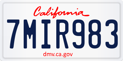 CA license plate 7MIR983