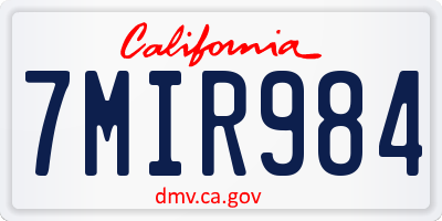 CA license plate 7MIR984