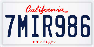 CA license plate 7MIR986