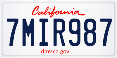 CA license plate 7MIR987