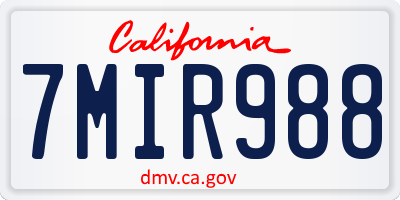 CA license plate 7MIR988