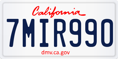 CA license plate 7MIR990