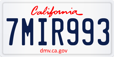 CA license plate 7MIR993