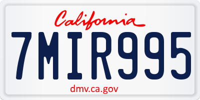 CA license plate 7MIR995