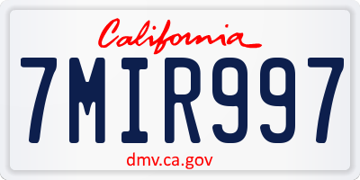 CA license plate 7MIR997