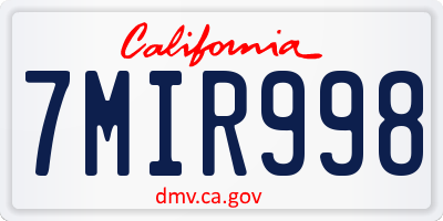 CA license plate 7MIR998