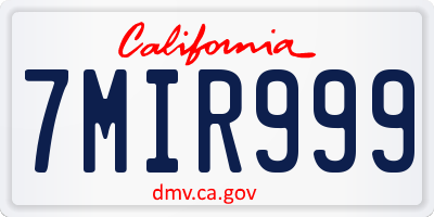 CA license plate 7MIR999