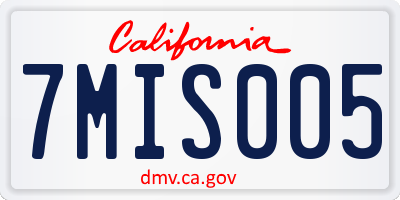 CA license plate 7MIS005