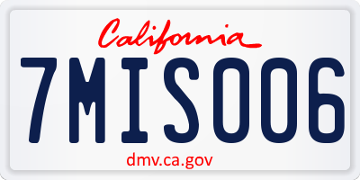 CA license plate 7MIS006