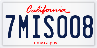 CA license plate 7MIS008