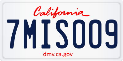 CA license plate 7MIS009