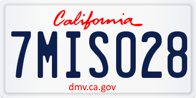 CA license plate 7MIS028