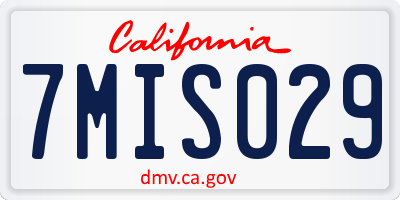 CA license plate 7MIS029