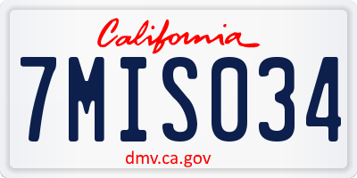 CA license plate 7MIS034