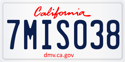 CA license plate 7MIS038