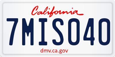 CA license plate 7MIS040