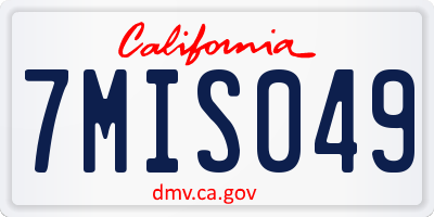CA license plate 7MIS049