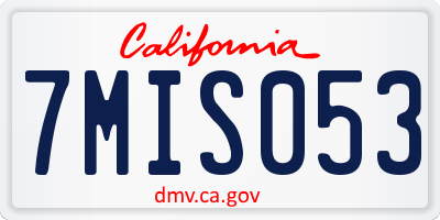 CA license plate 7MIS053