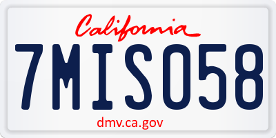 CA license plate 7MIS058
