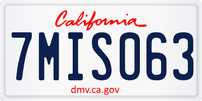 CA license plate 7MIS063