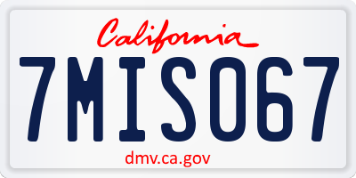 CA license plate 7MIS067