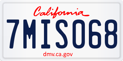 CA license plate 7MIS068